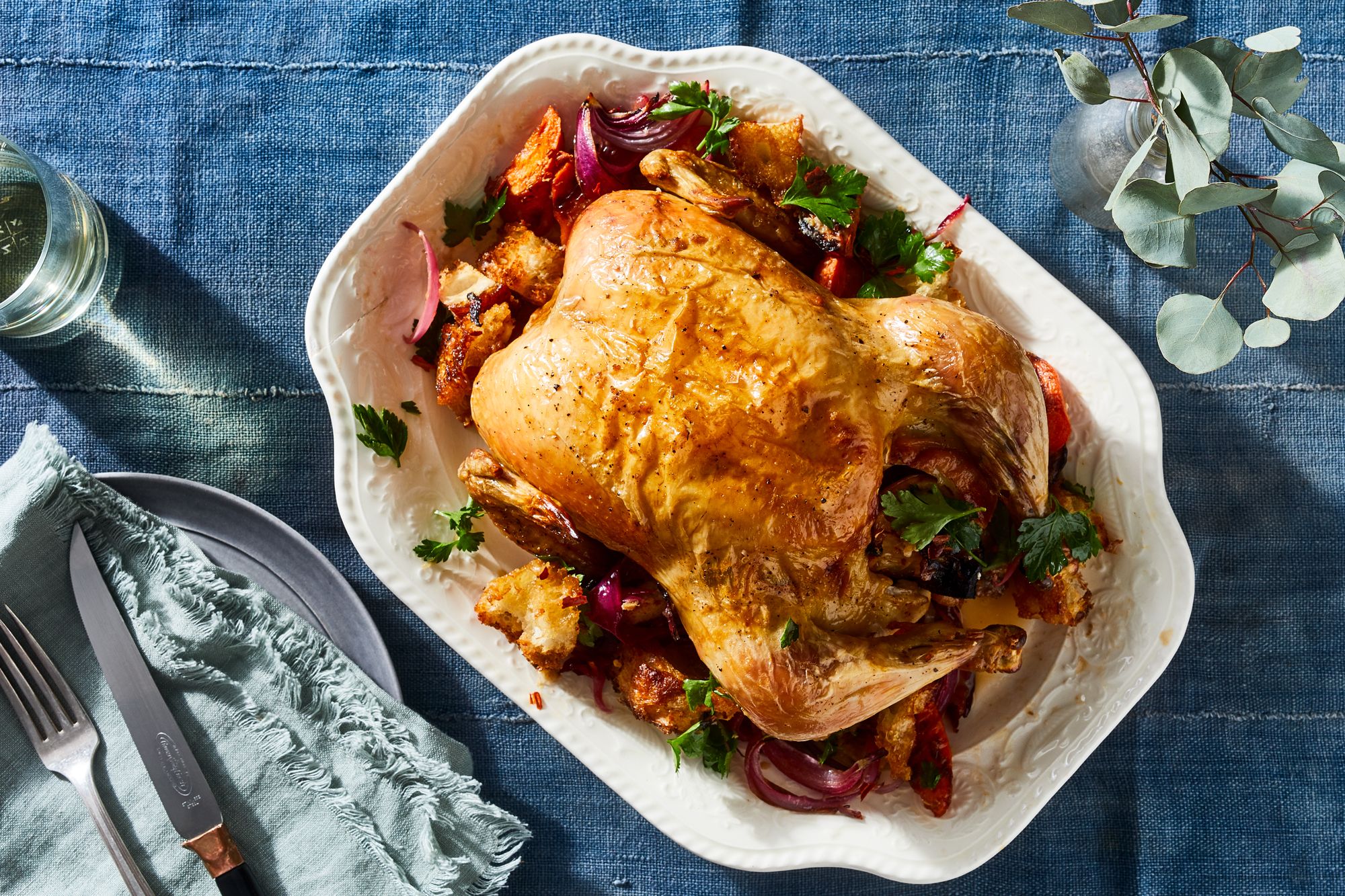 Engagement Roast Chicken With Carrot Panzanella