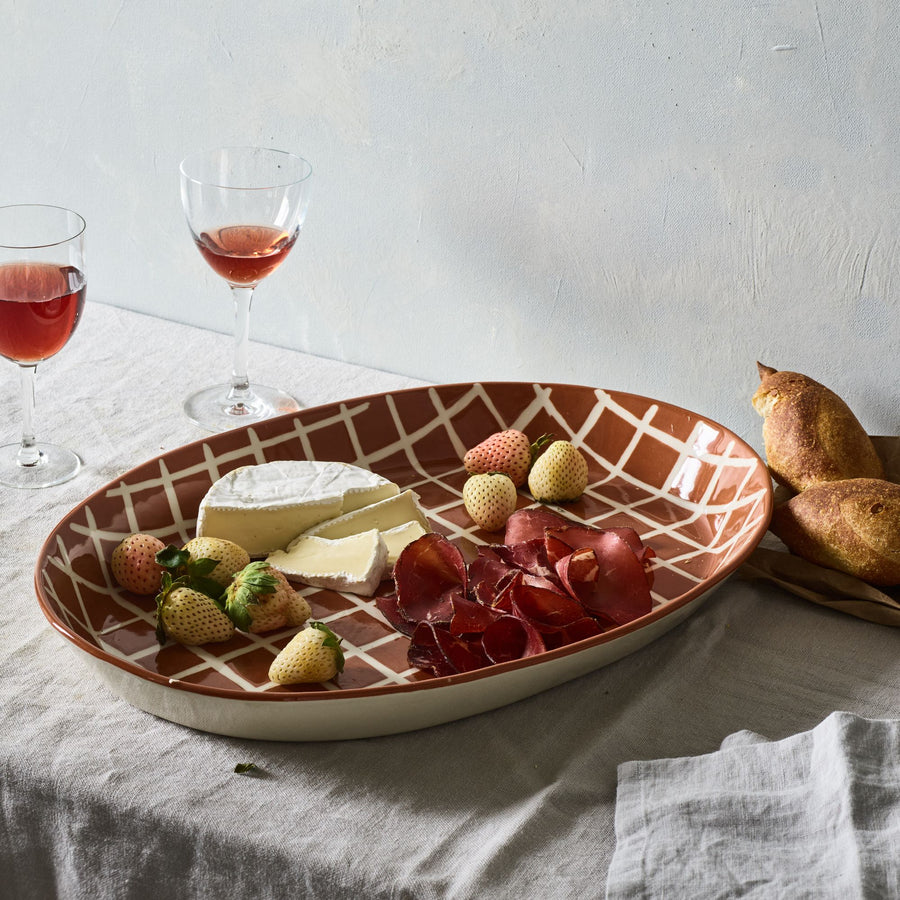 Handmade Ceramic Grid Platter by Elizabeth Benotti