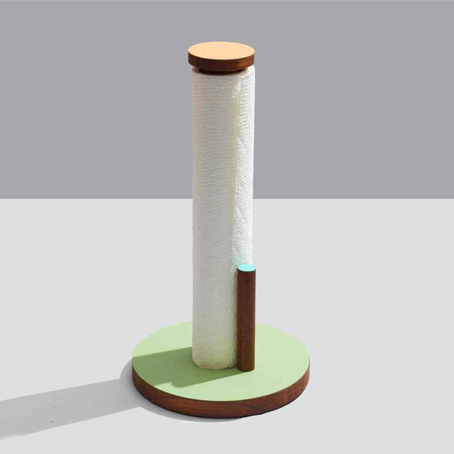 Ilan Paper Towel Keeper - Walnut & Green
